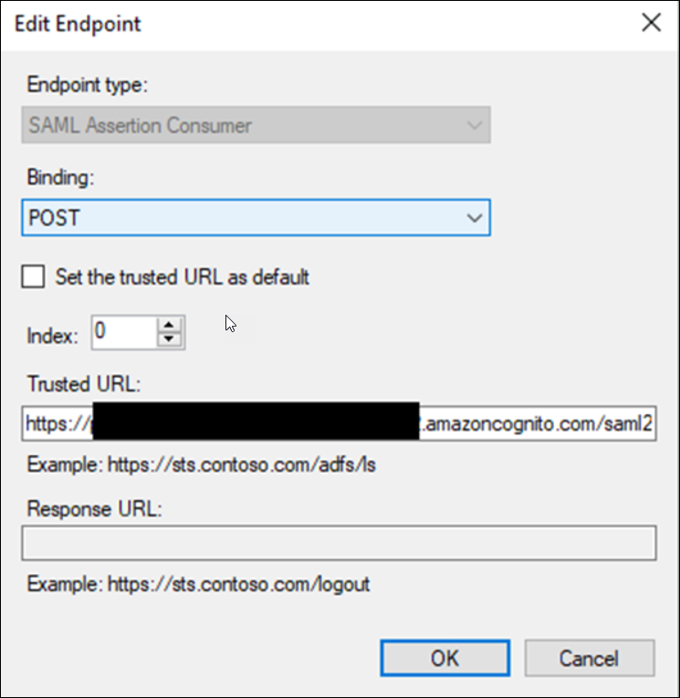 ADFS - Edit Endpoint and Add Assertion URL