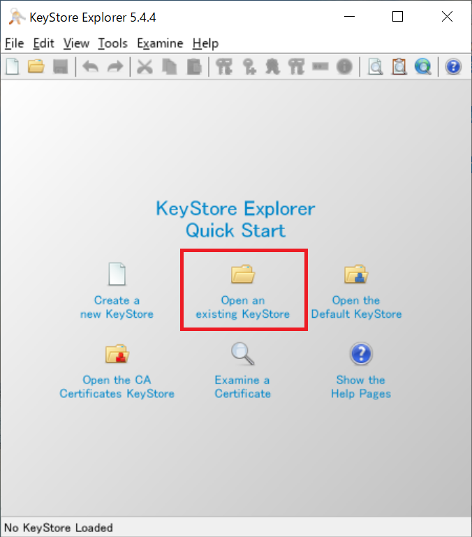 Open an existing KeyStore