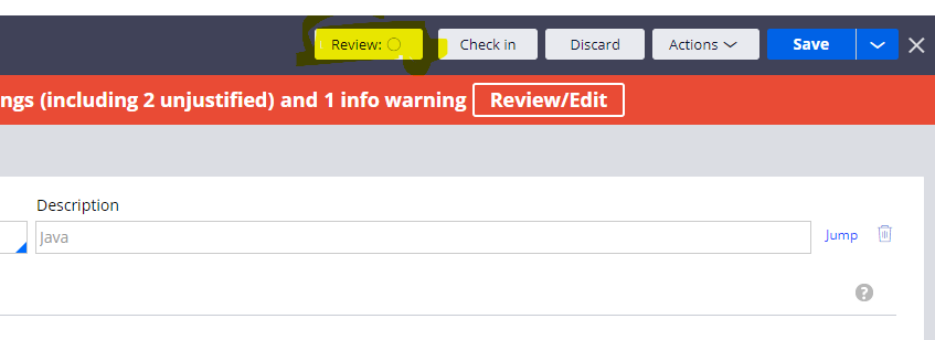 Screenshot of Review Button in ruleform