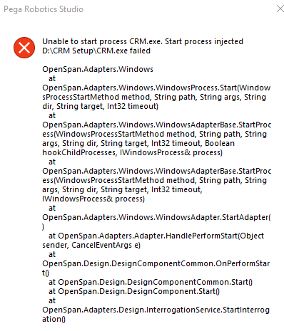 Unable to start CRM.exe error