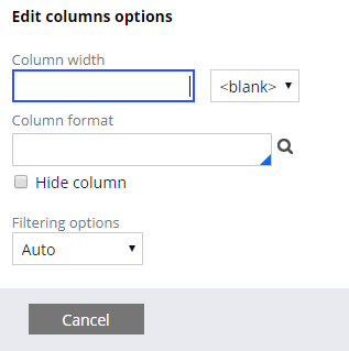 Edit column options