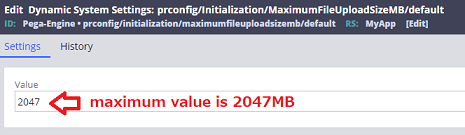Maximum file upload size is 2047MB
